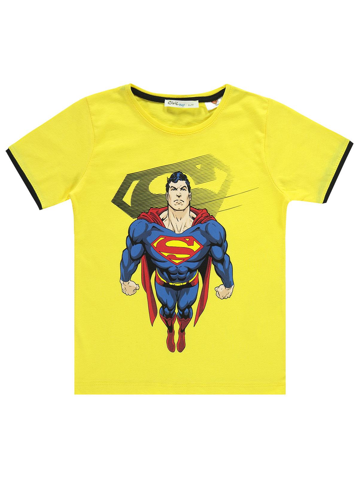 Superman Erkek Çocuk Tişört  6-9 Yaş Sarı