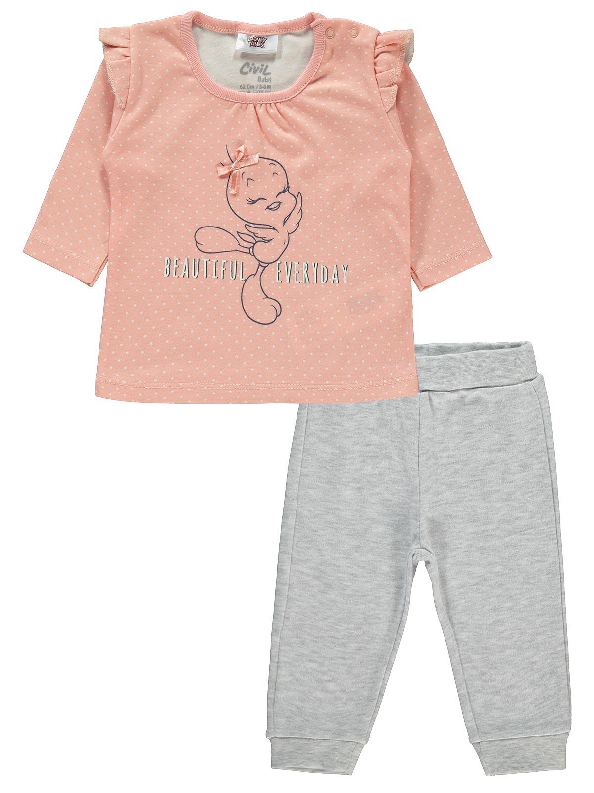 Tweety Kız Bebek Pijama Takımı 3-12 Ay Pembe