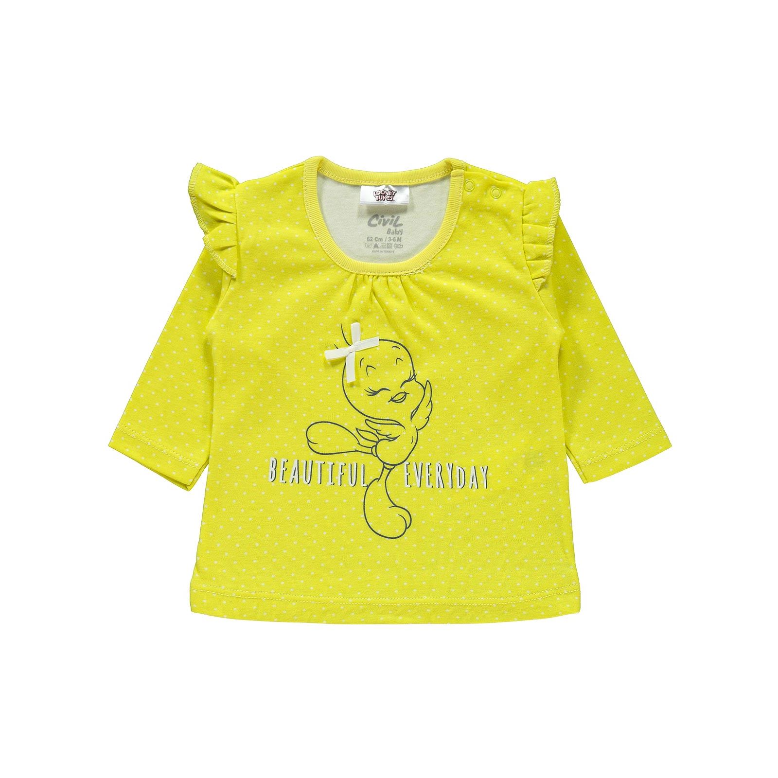 Tweety Kız Bebek Pijama Takımı 3-12 Ay Sarı