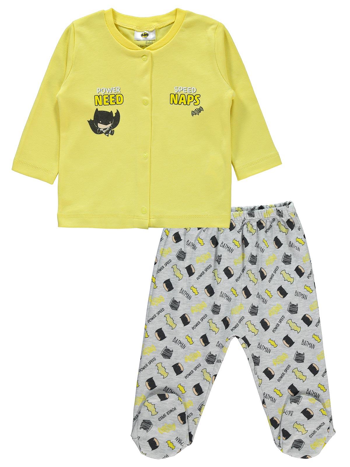 Batman Erkek Bebek Pijama Takımı 0-9 Ay Sarı
