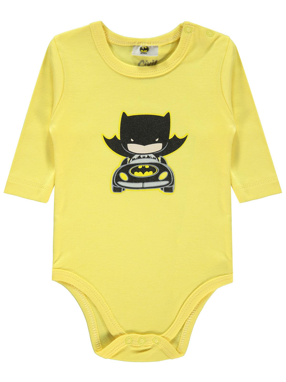 Batman Erkek Bebek Çıtçıtlı Badi 0-18 Ay Sarı
