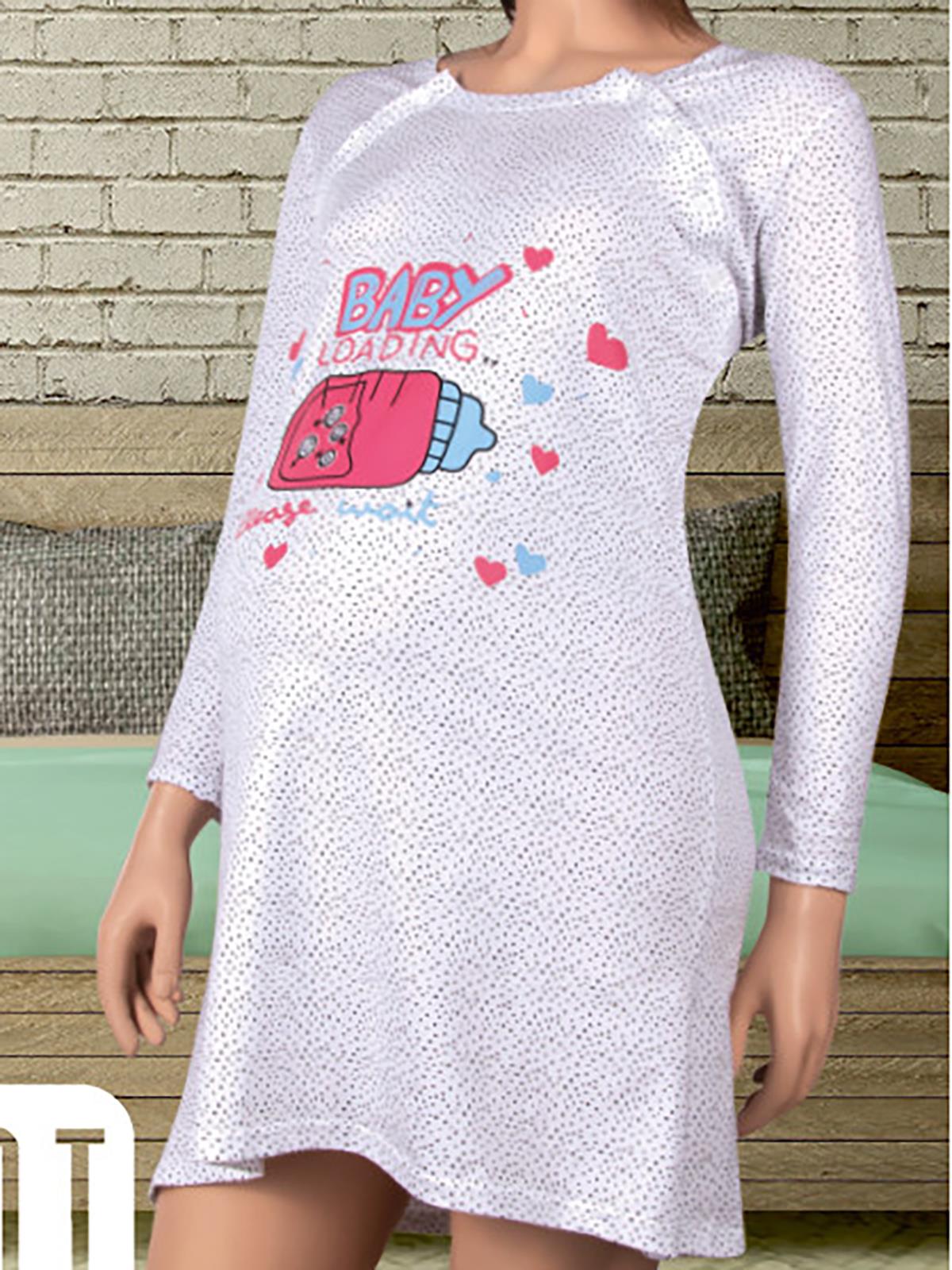 Dominant Kadın Hamile Pijama Tunik Beyaz