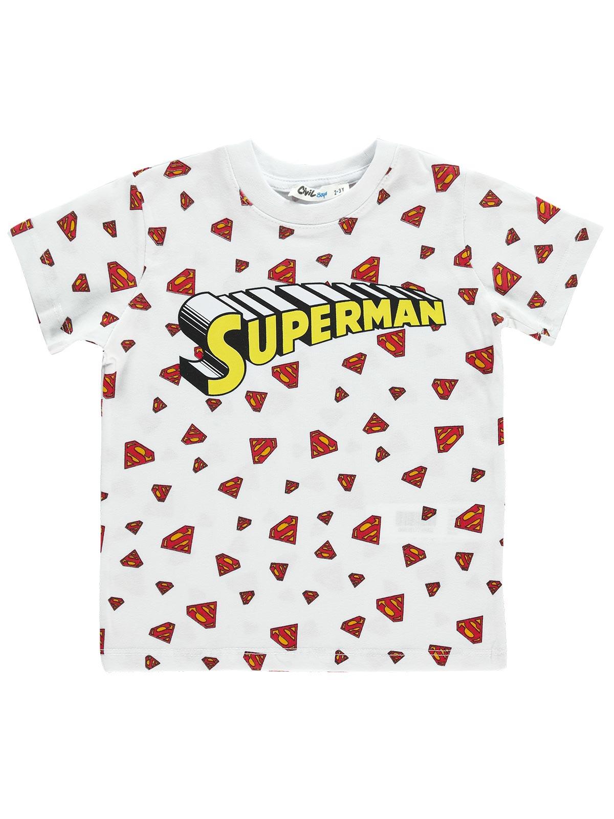 Superman Erkek Çocuk Tişört 2-5 Yaş Beyaz