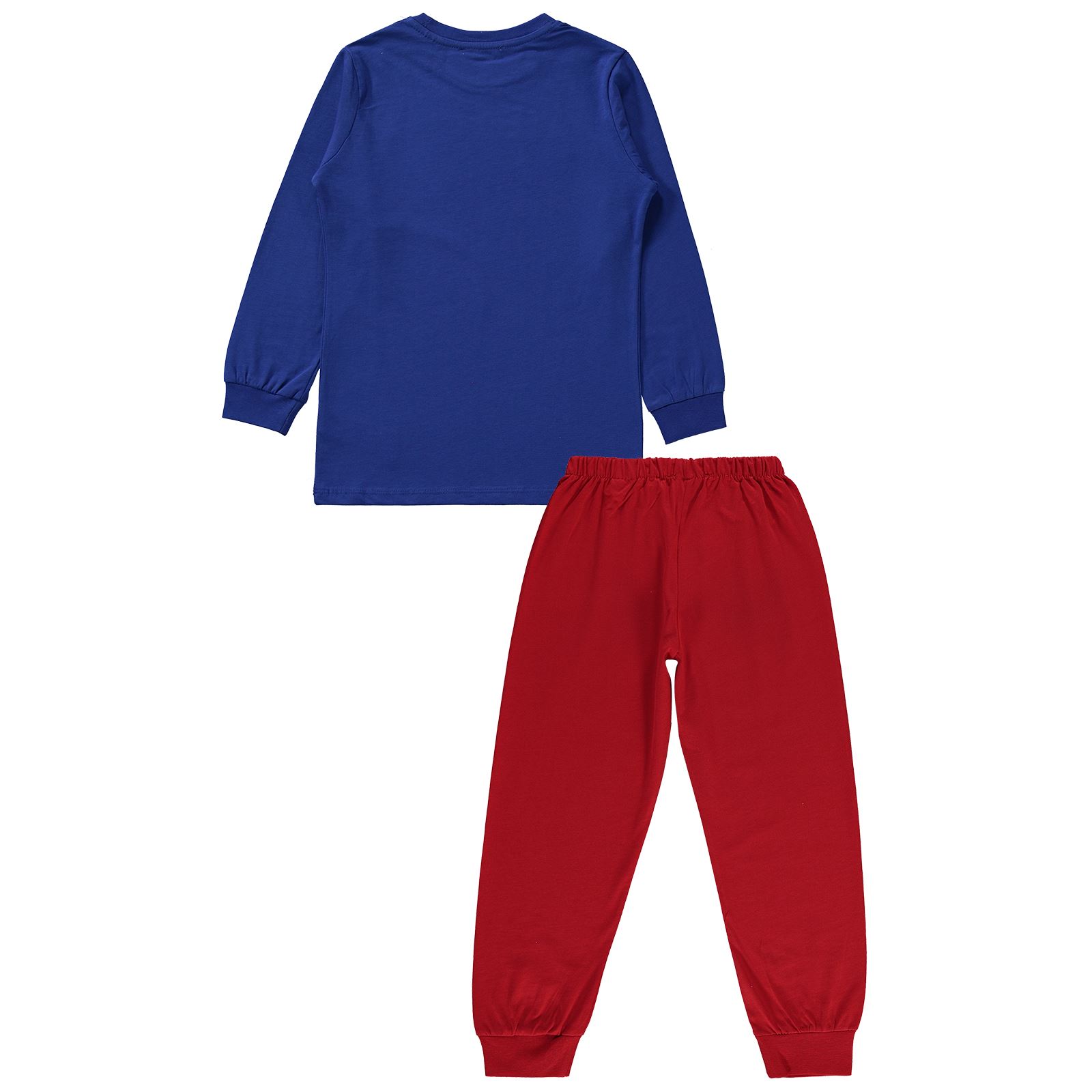 Superman Erkek Çocuk Pijama Takımı 6-9 Yaş Saks Mavisi