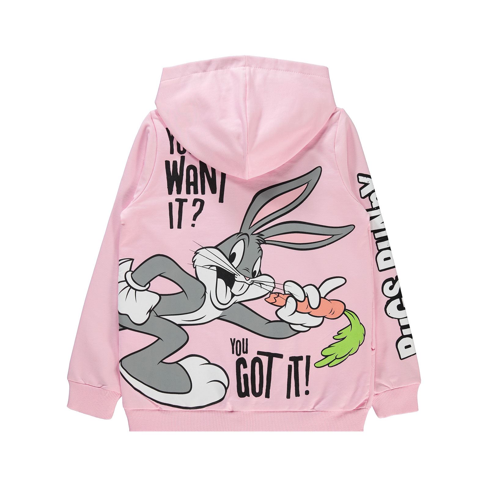 Bugs Bunny Kız Çocuk Kapüşonlu Hırka 10-13 Yaş Pembe