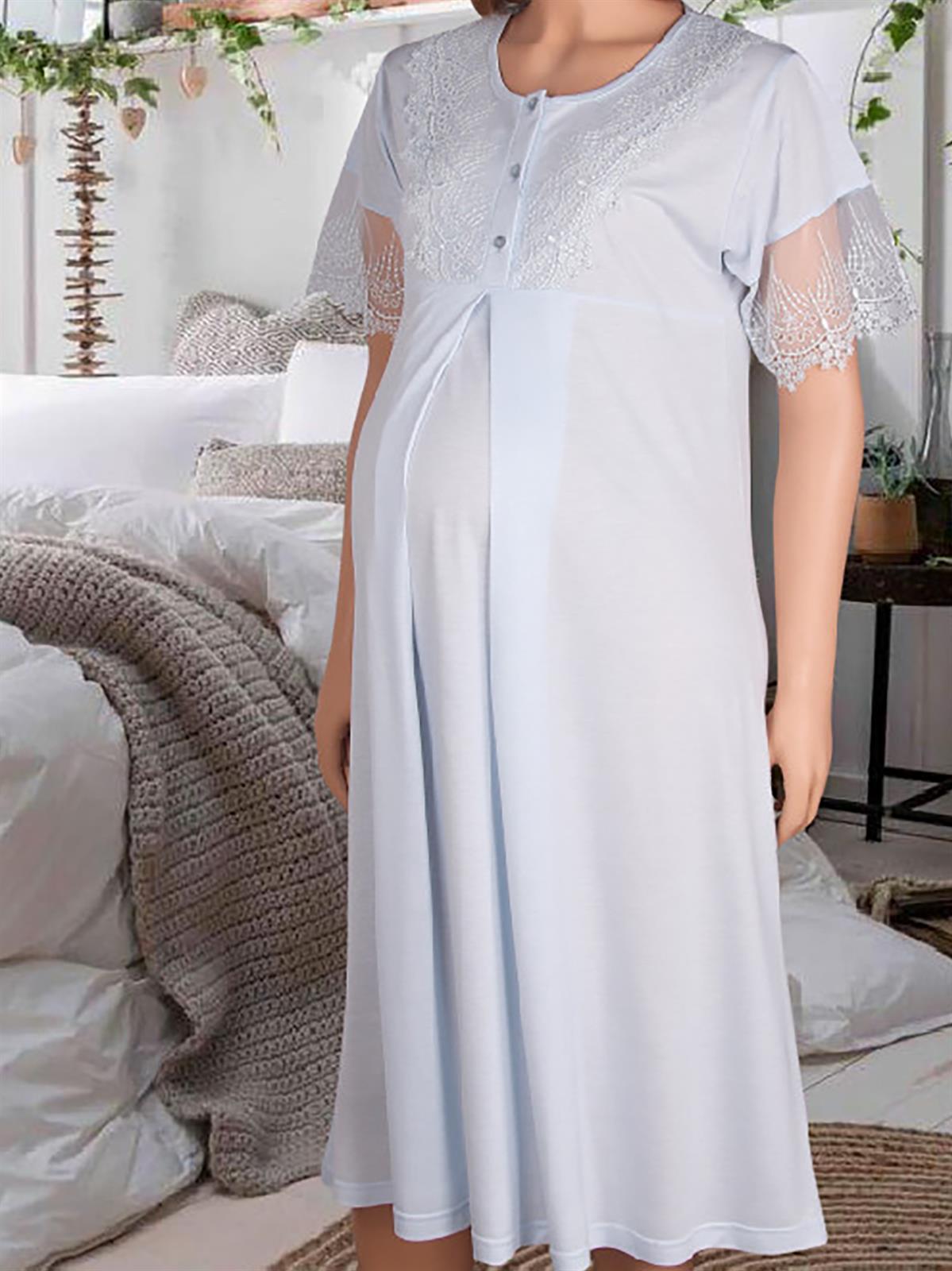 Deep Sleep Kadın Hamile Pijama Tunik Mavi