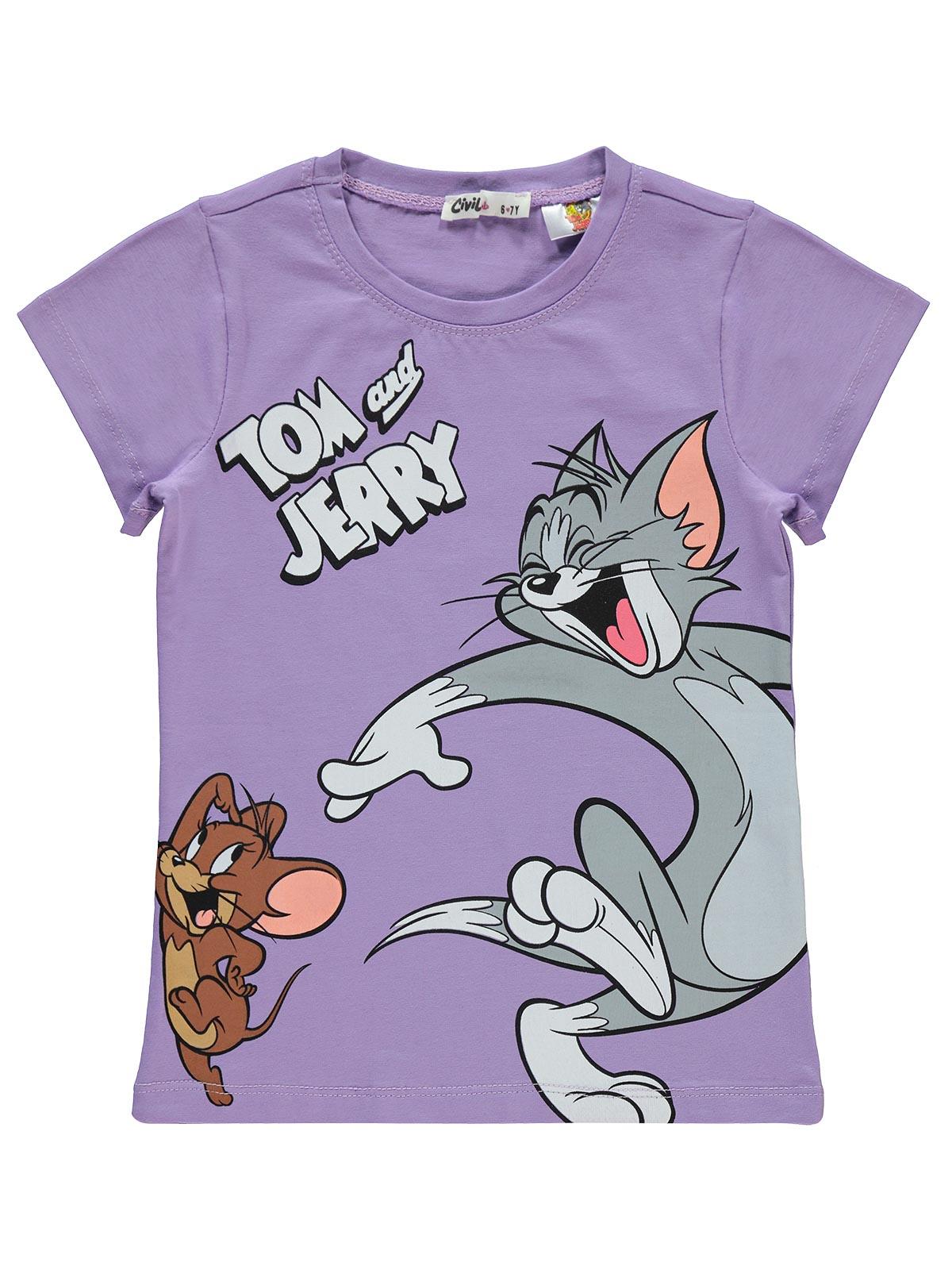 Tom And Jerry Kız Çocuk Tişört 6-9 Yaş Lila