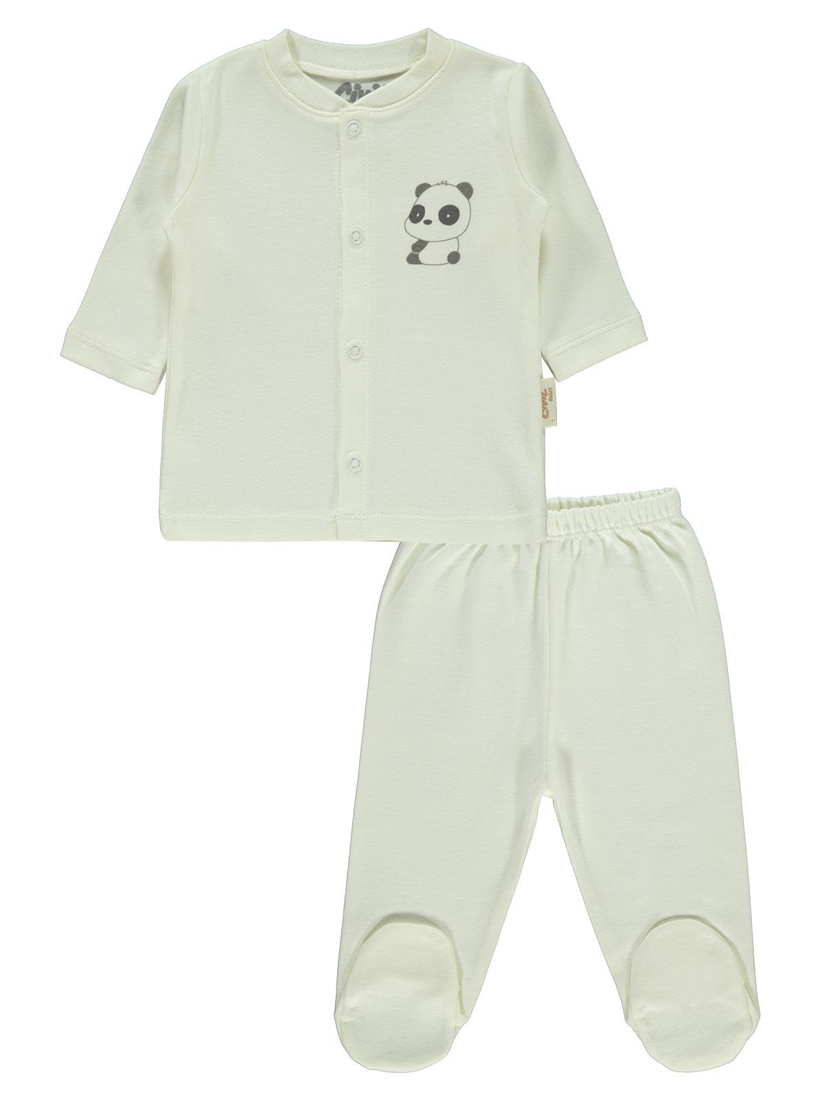 Civil Baby Bebek Organik Pijama Takımı 0-9 Ayı Ekru