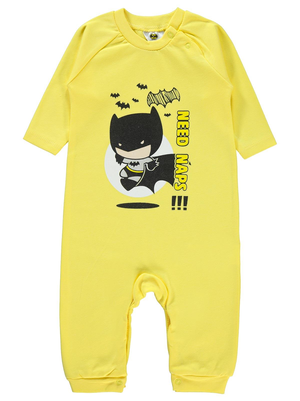 Batman Erkek Bebek Patiksiz Tulum 3-9 Ay Sarı