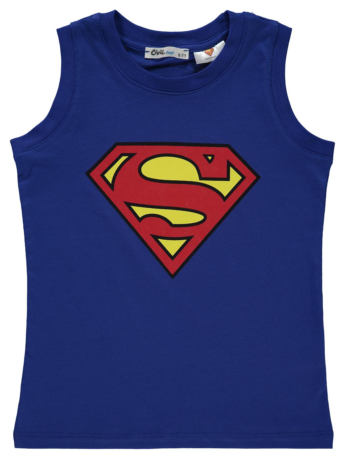 Superman Erkek Çocuk Tişört 6-9 Yaş Saks Mavisi