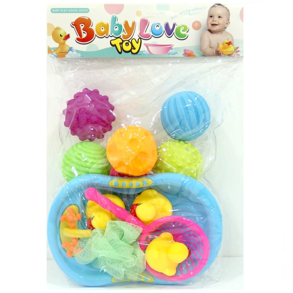 Baby Love Mini Küvet ve Vinil Banyo Oyuncakları Mavi