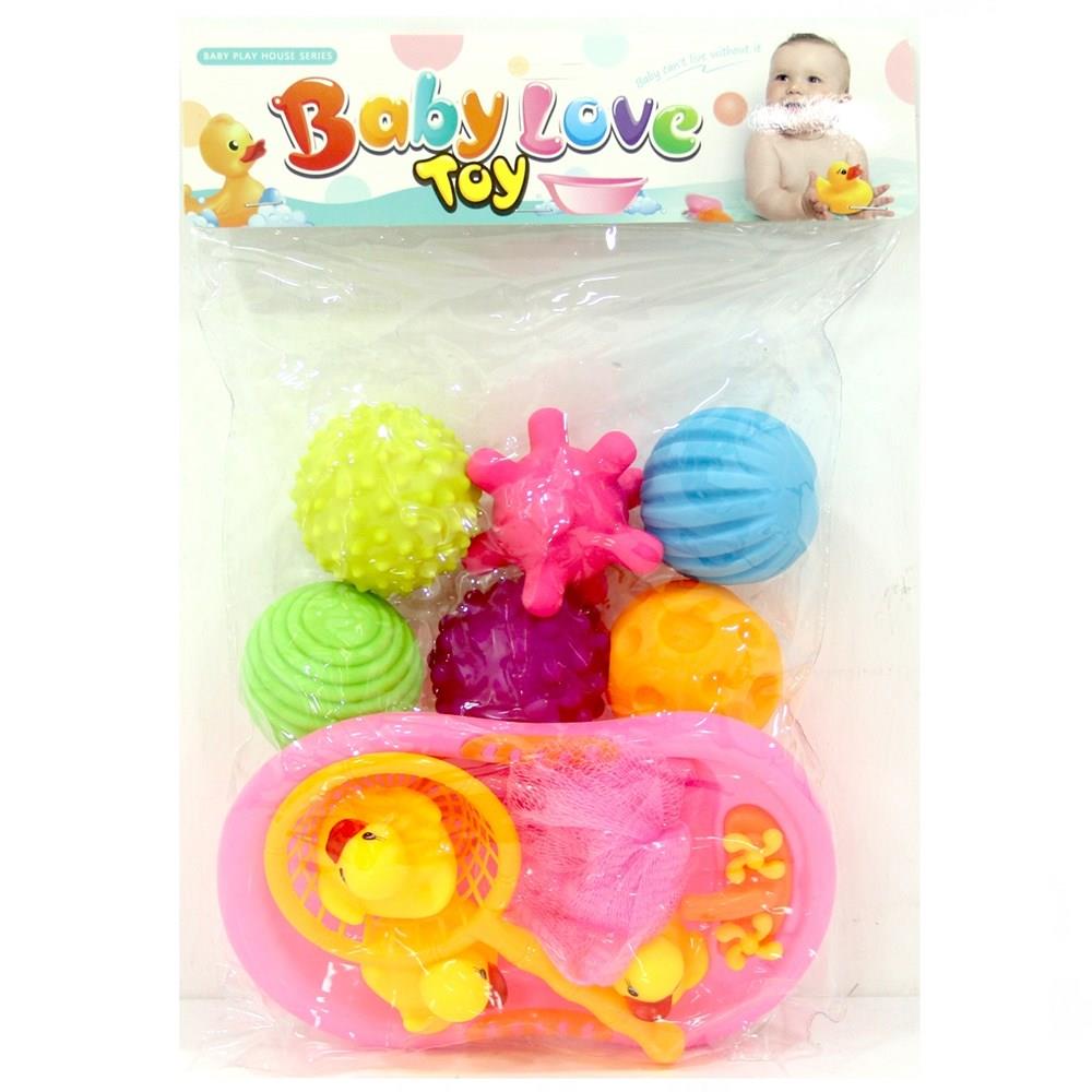 Baby Love Mini Küvet ve Vinil Banyo Oyuncakları  Pembe