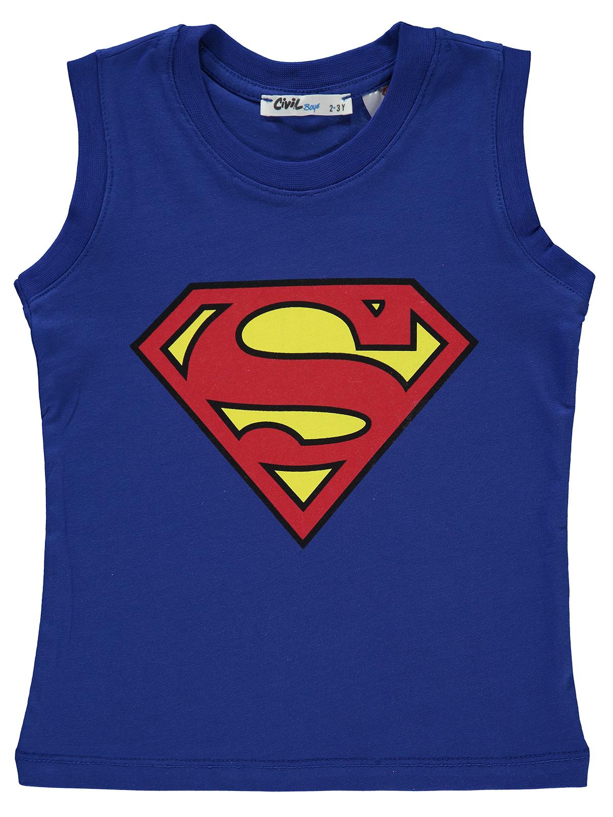 Superman Erkek Çocuk Tişört 2-5 Yaş Saks Mavisi