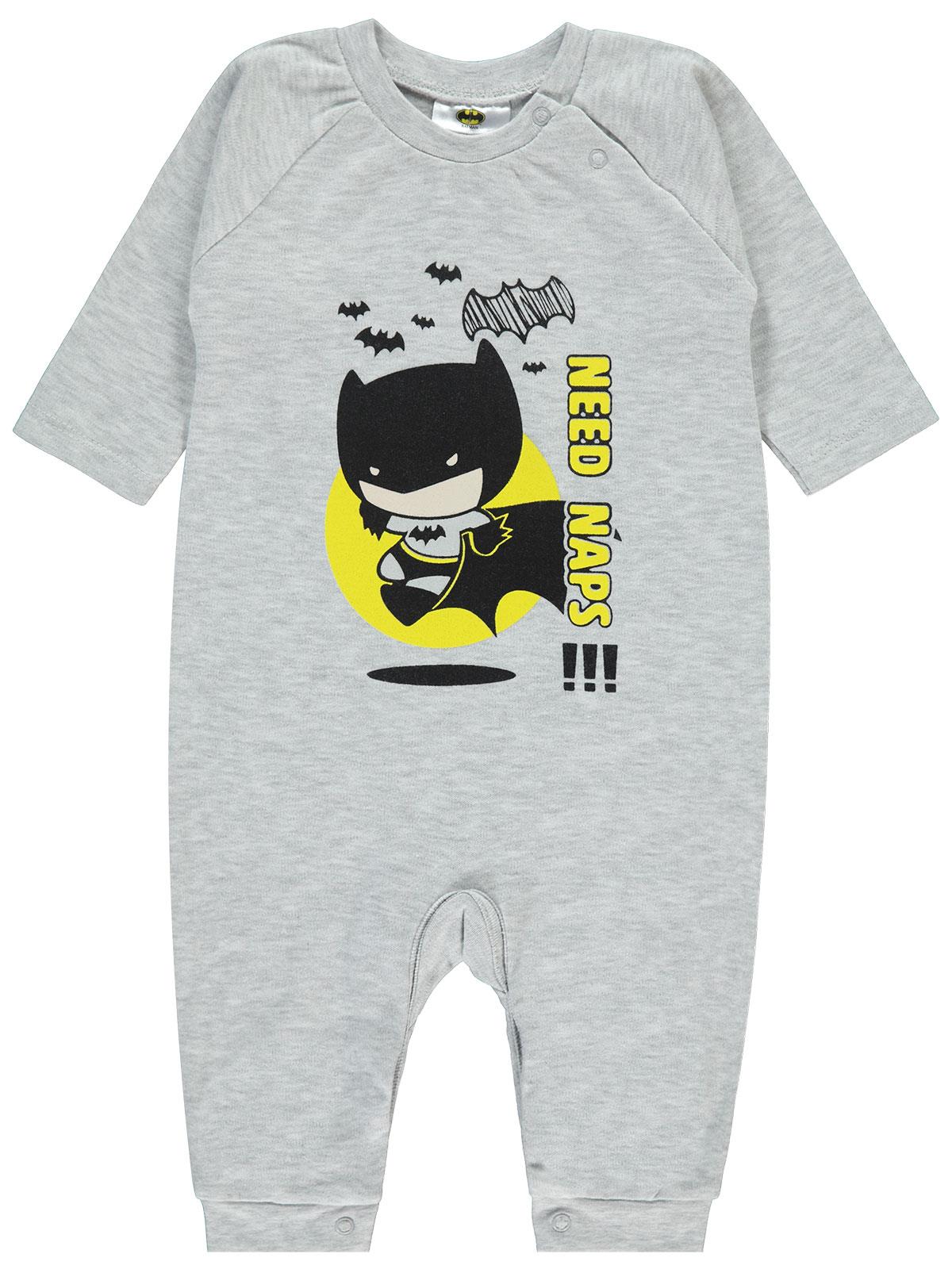 Batman Erkek Bebek Patiksiz Tulum 3-9 Ay Gri