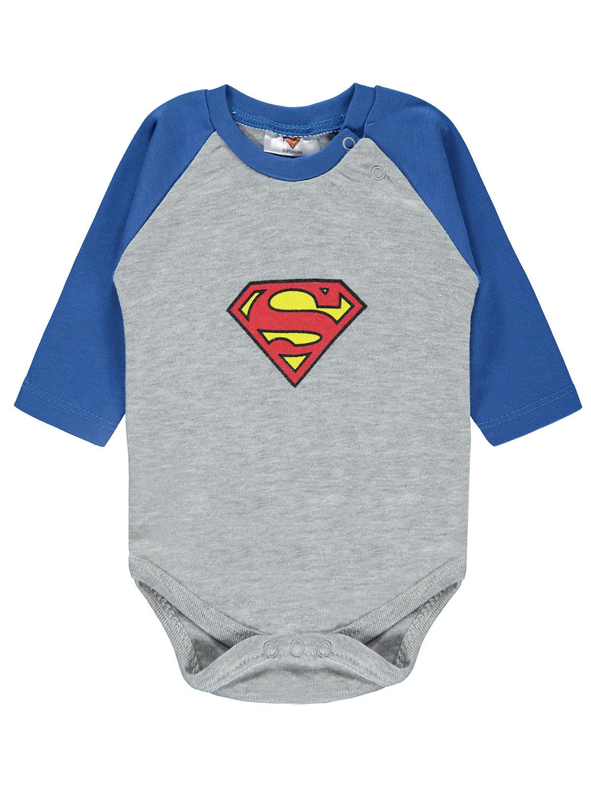 Superman Erkek Bebek Çıtçıtlı Badi 0-18 Ay Saks Mavisi