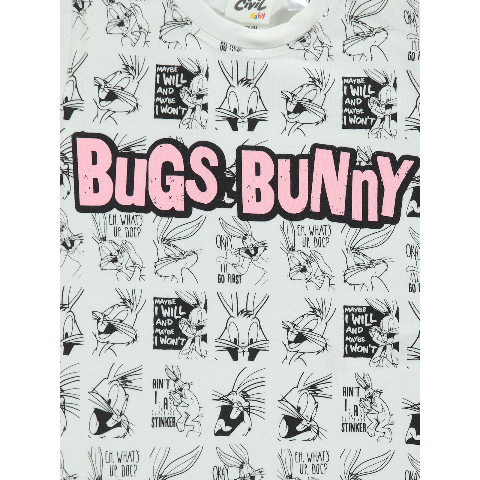 Bugs Bunny Kız Bebek Tişört 6-18 Ay Ekru