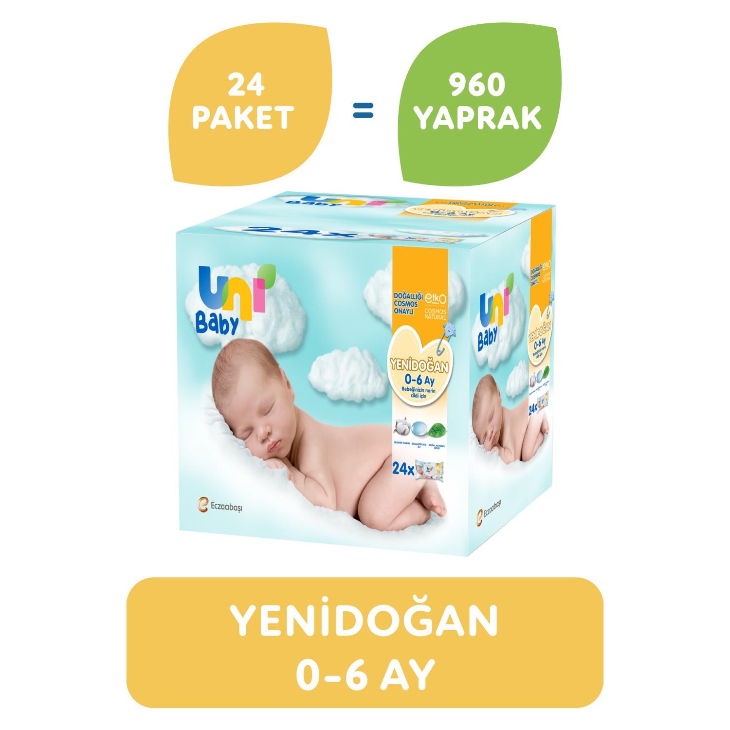 Uni Baby Yenidoğan Islak Mendil 24'lü 960 Yaprak