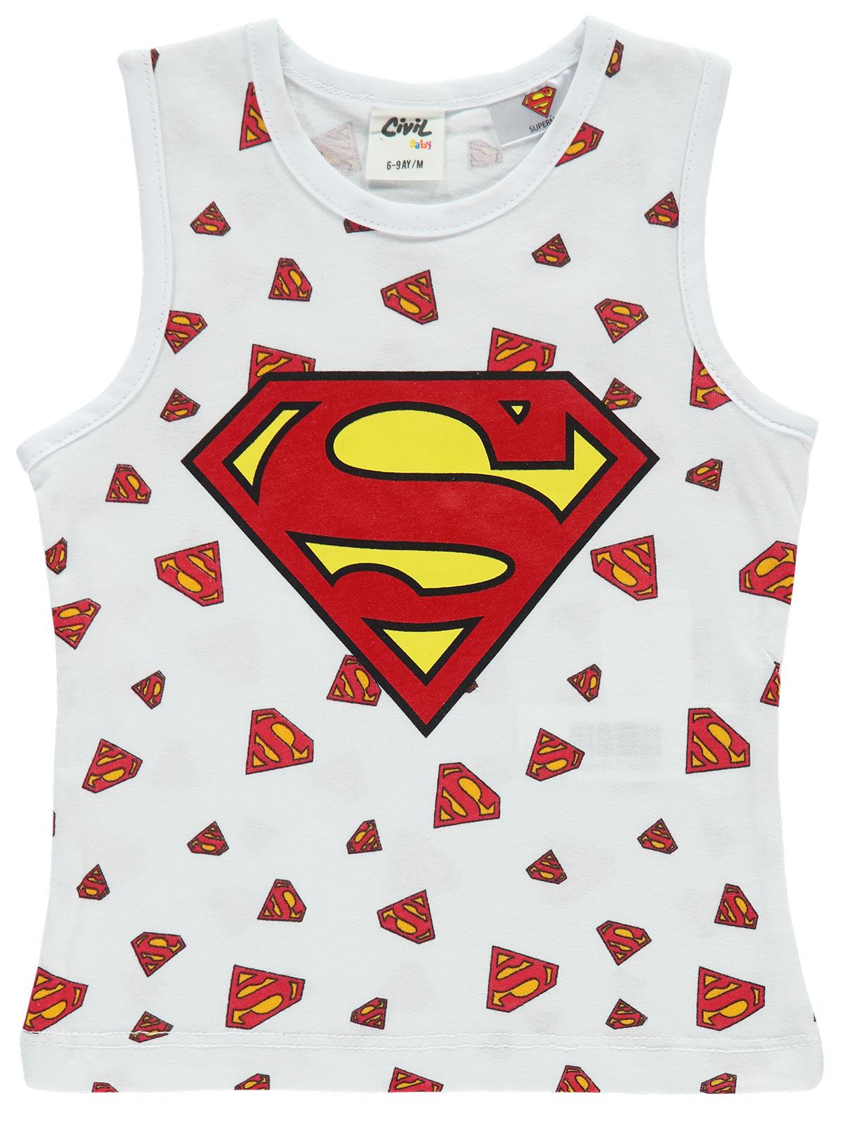 Superman Erkek Bebek Tişört 6-18 Ay Beyaz