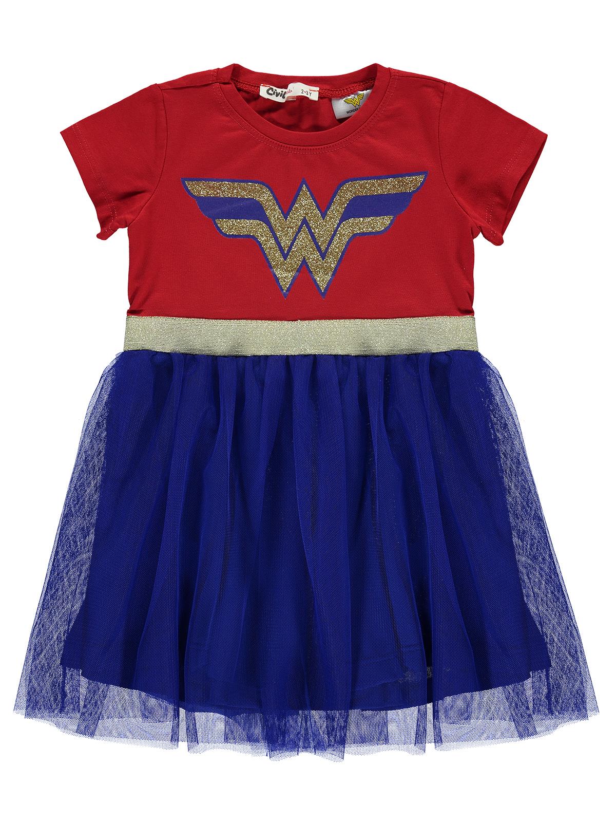Wonder Woman Kız Çocuk Elbise 2-5 Yaş Kırmızı