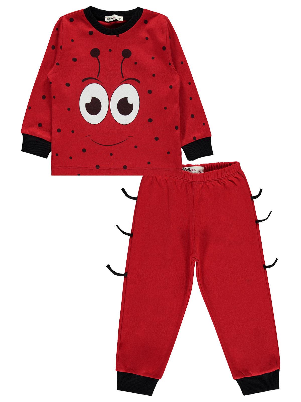 Civil Girls Kız Çocuk Pijama Takımı 2-5 Yaş Kırmızı