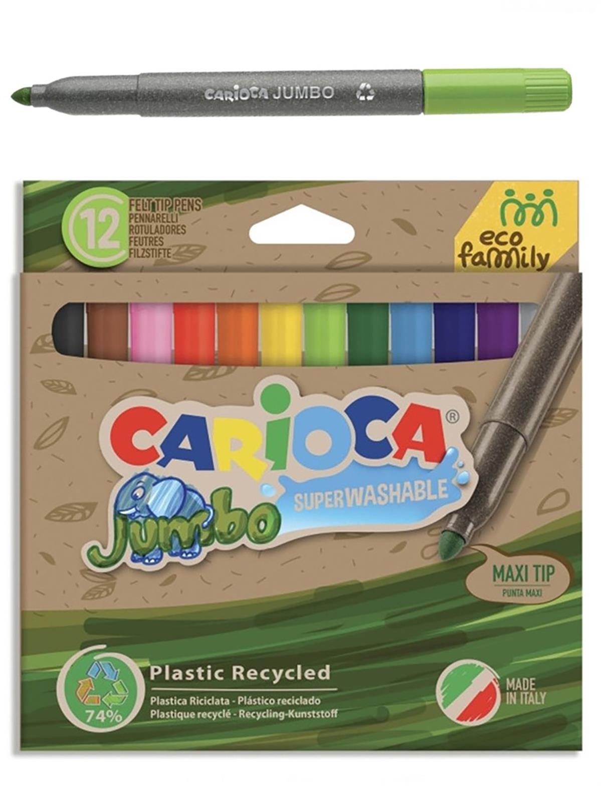 Carioca Eco Famıly Jumbo Süper Yıkanabilir Keçeli Boya Kalemi 12'li