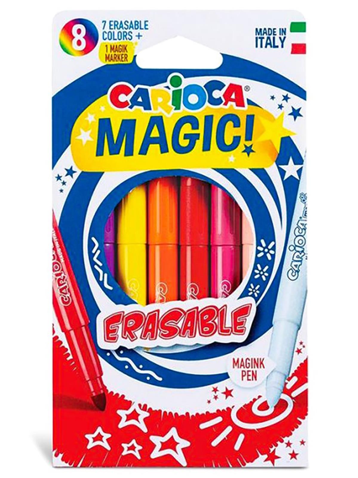Carioca Silinebilir Sihirli Keçeli Kalemler (7 Renk + 1 Düzeltici Beyaz Kalem)