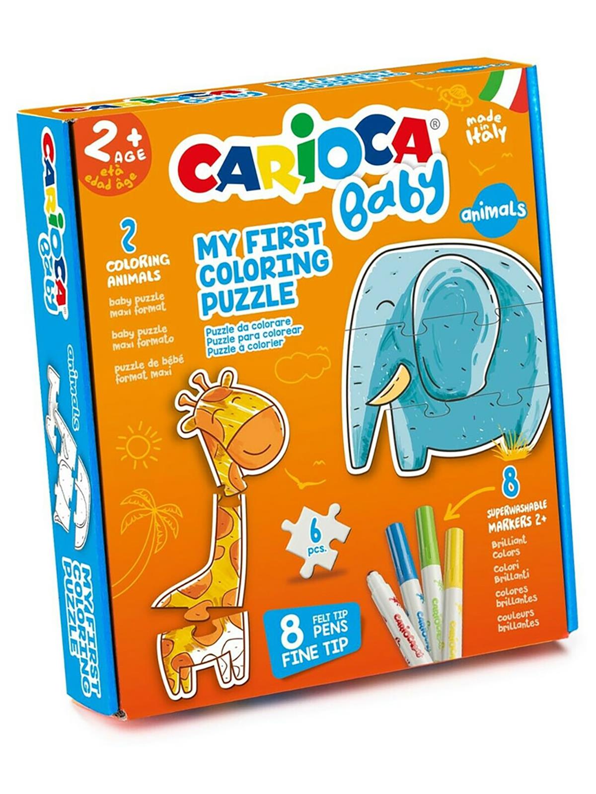 Carioca Boyanbilir Bebek Puzzle Hayvanlar +2 Yaş (8 Adet Bebek Keçeli) 6 Parça