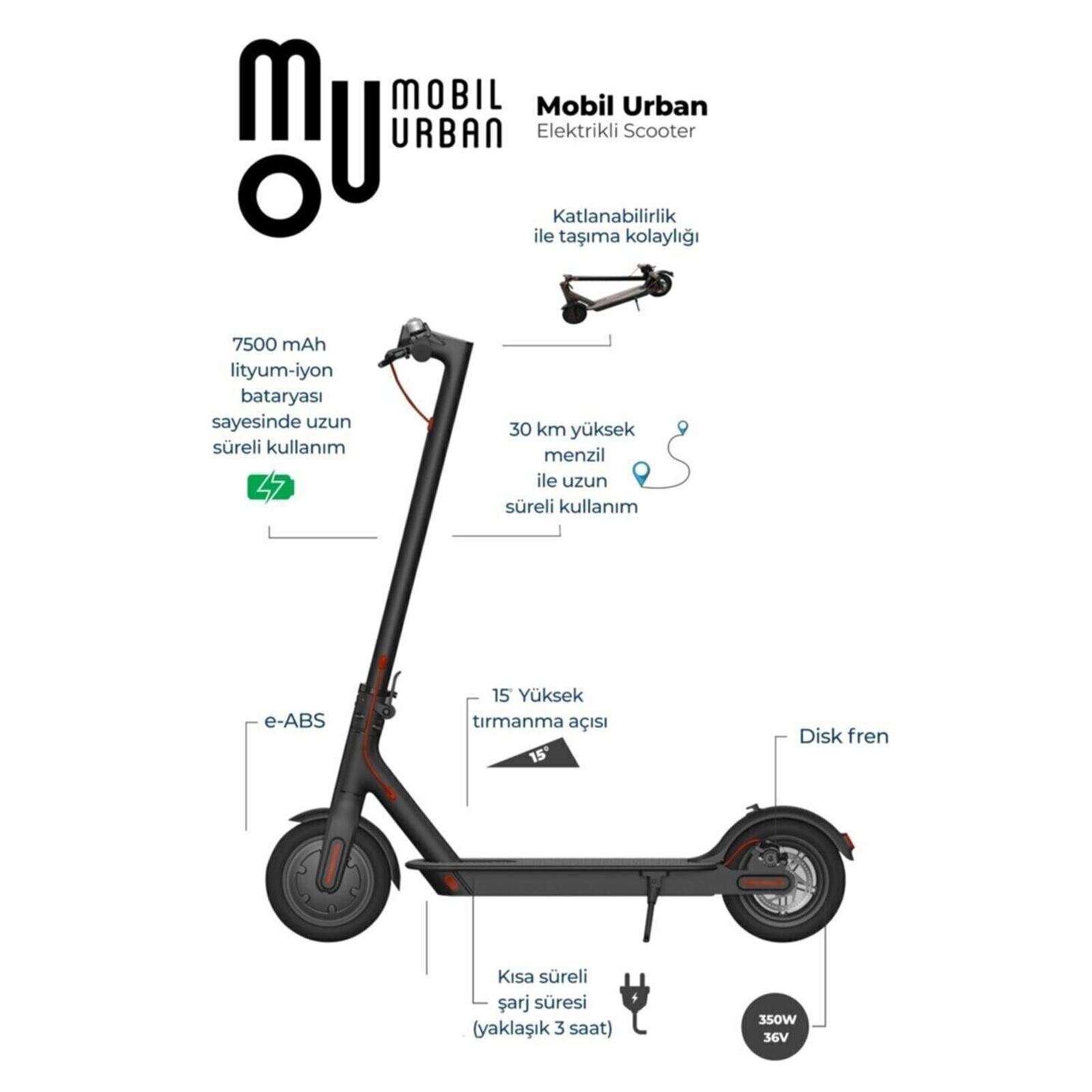 Goldmaster Mobil Urban Ego2 Katlanabilir Elektrikli Scooter