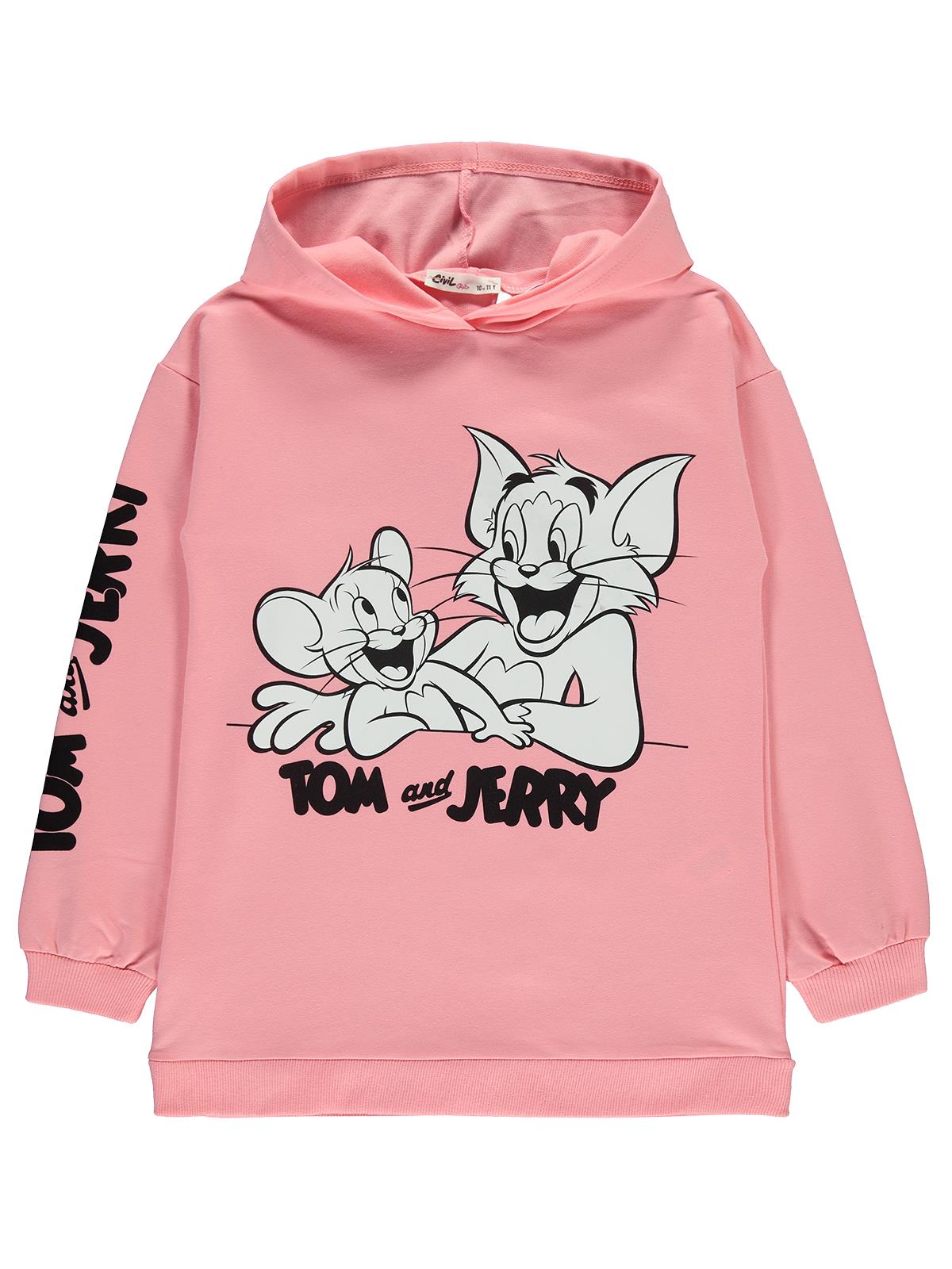 Tom And Jerry Kız Çocuk Kapüşonlu Sweatshirt 10-13 Yaş Yavruağzı