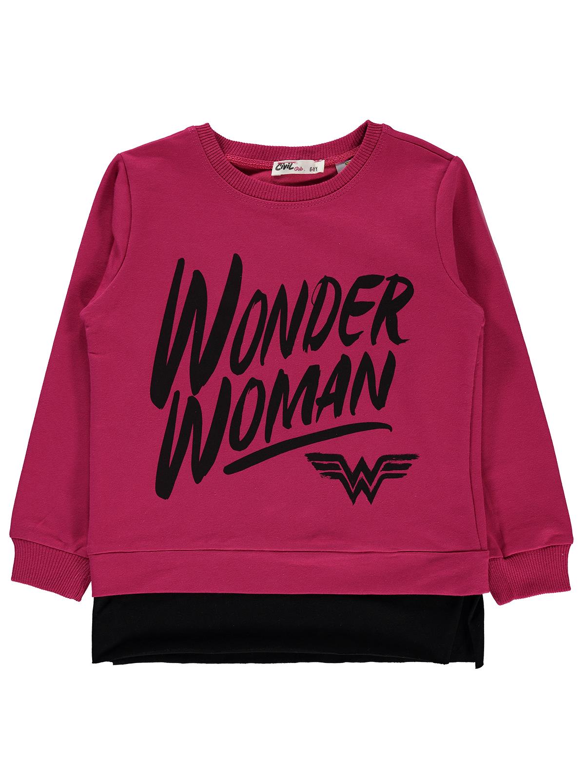 Wonder Woman Kız Çocuk Sweatshirt 6-9 Yaş Mürdüm