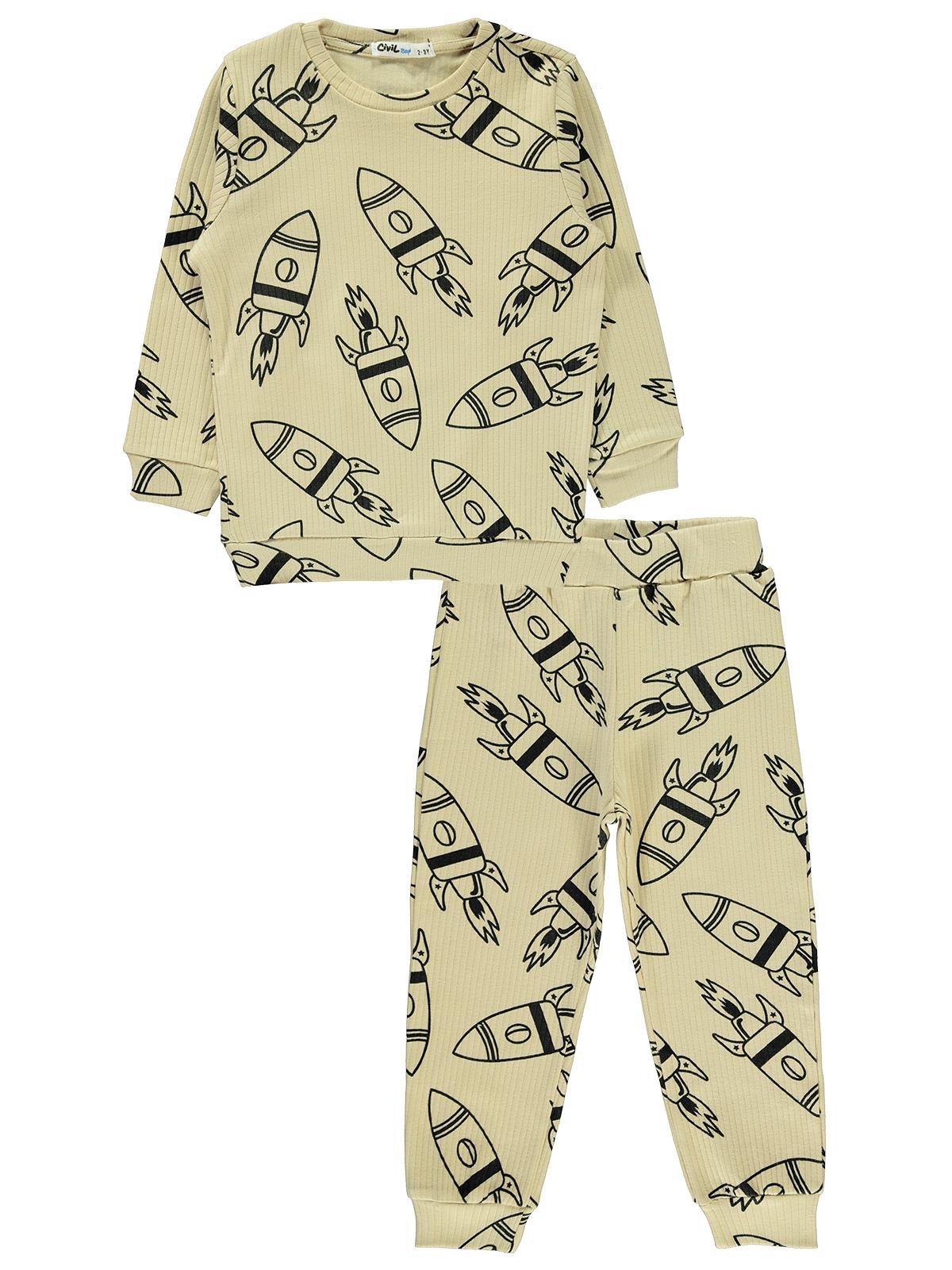 Civil Boys Erkek Çocuk Pijama Takımı 2-5 Yaş Taş Rengi
