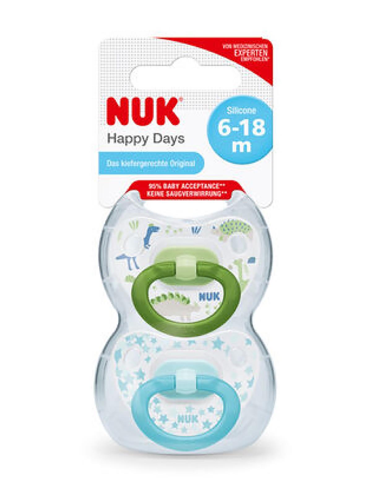 Nuk Happy Days Silikon Emzik 2li 18+ Ay - Saklama Kutulu Mavi