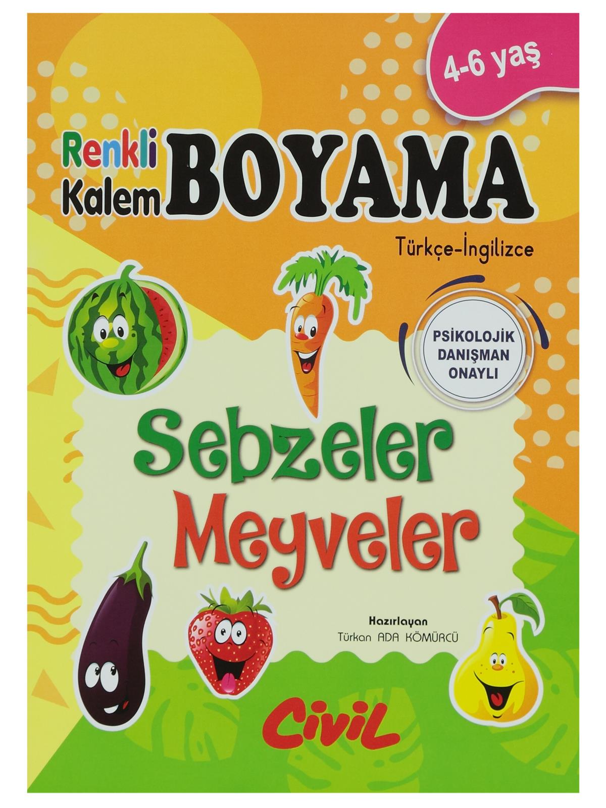 Civil Renkli Kalem Boyama Sebzeler Meyveler