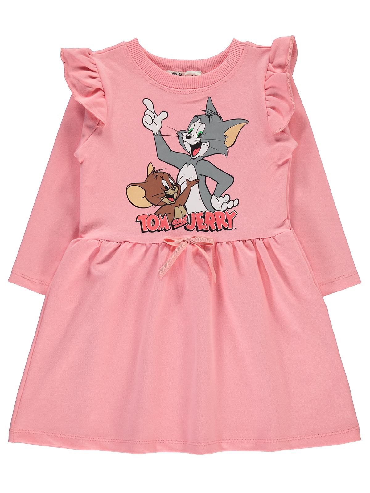 Tom And Jerry Kız Çocuk Elbise 2-5 Yaş Yavruağzı