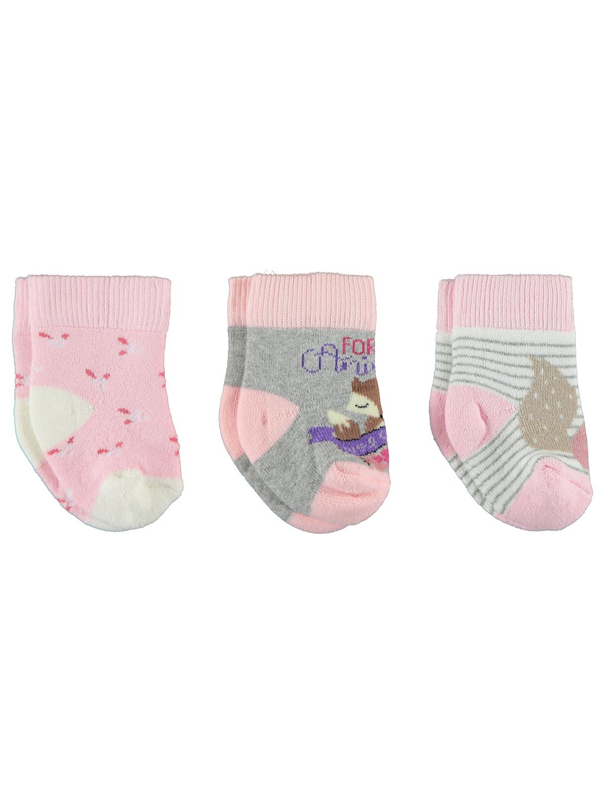 Civil Baby Kız Bebek 3'lü Çorap Set 0-12 Ay Pembe