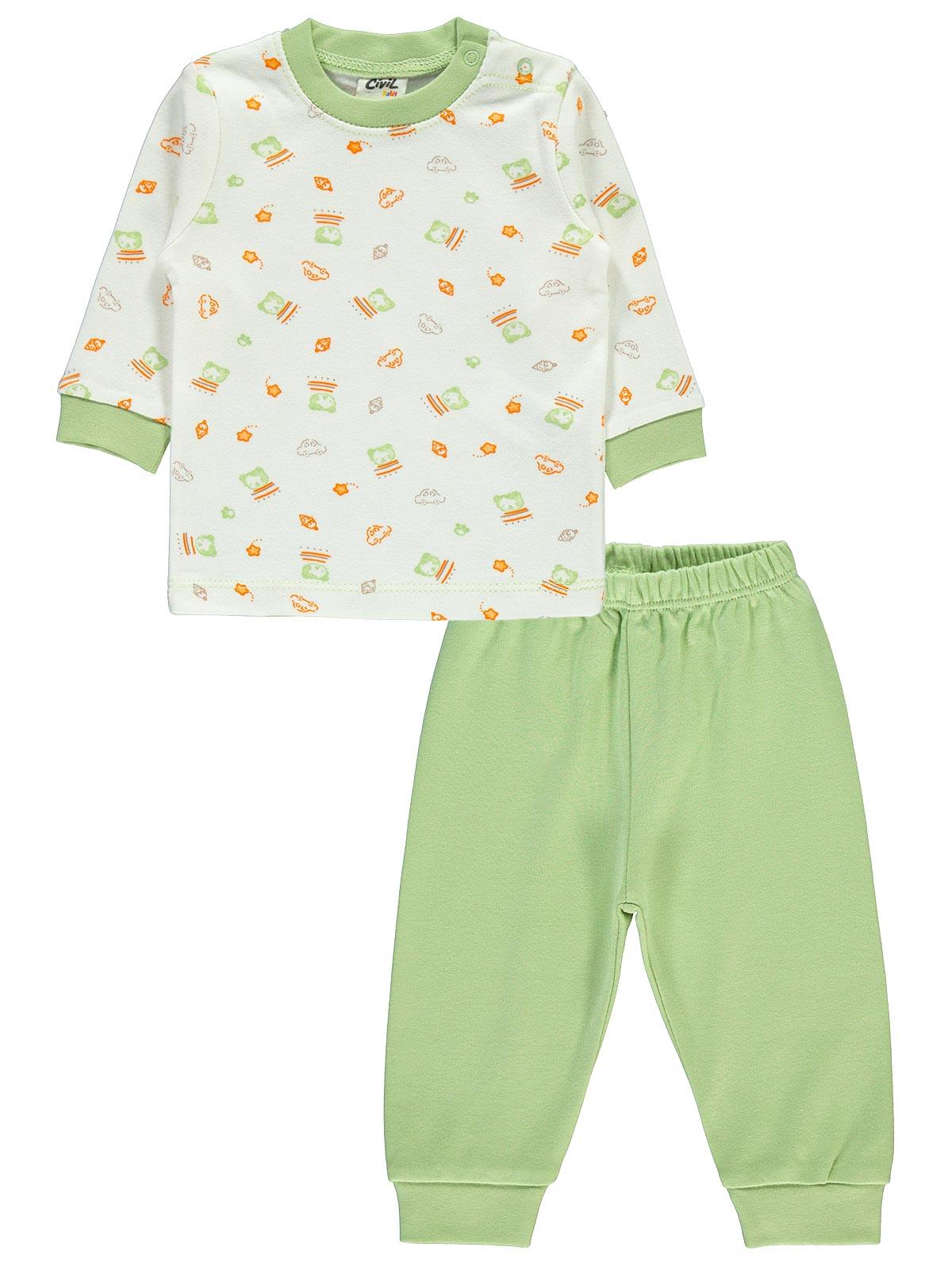 Civil Baby Erkek Bebek Pijama Takımı 3-12 Ay Yeşil