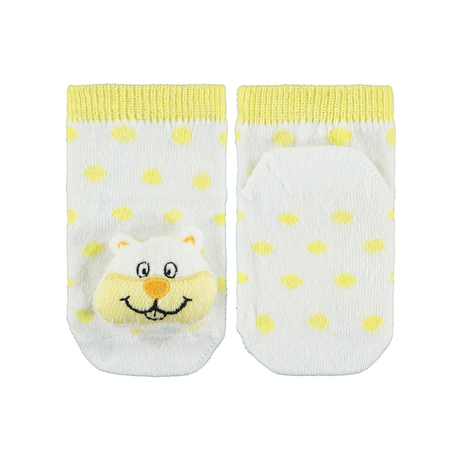 Minidamla Bebek Çıngıraklı Çorap 0-6 Ay Sarı