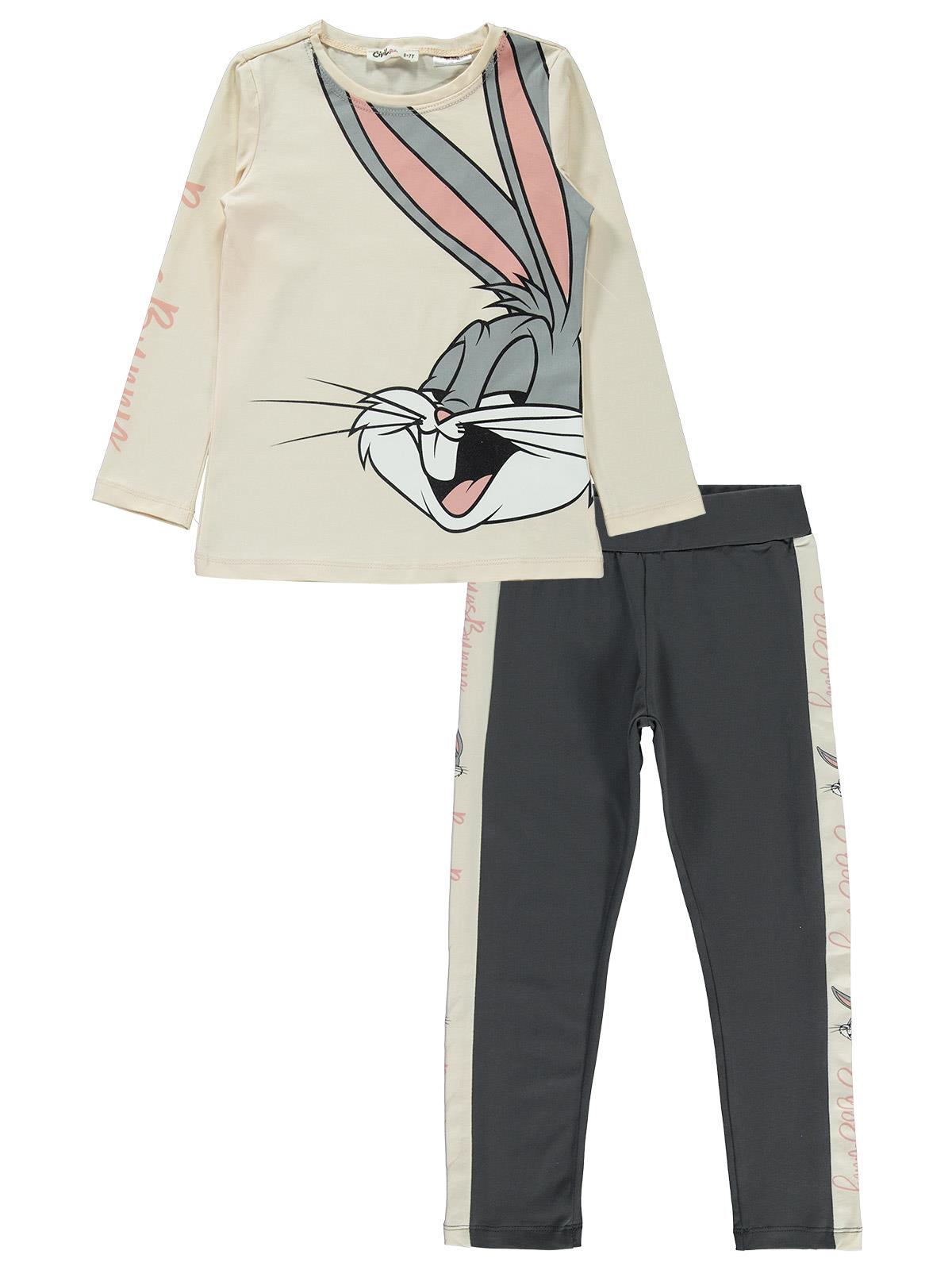 Bugs Bunny Kız Çocuk Taytlı Takım 6-9 Yaş Bej