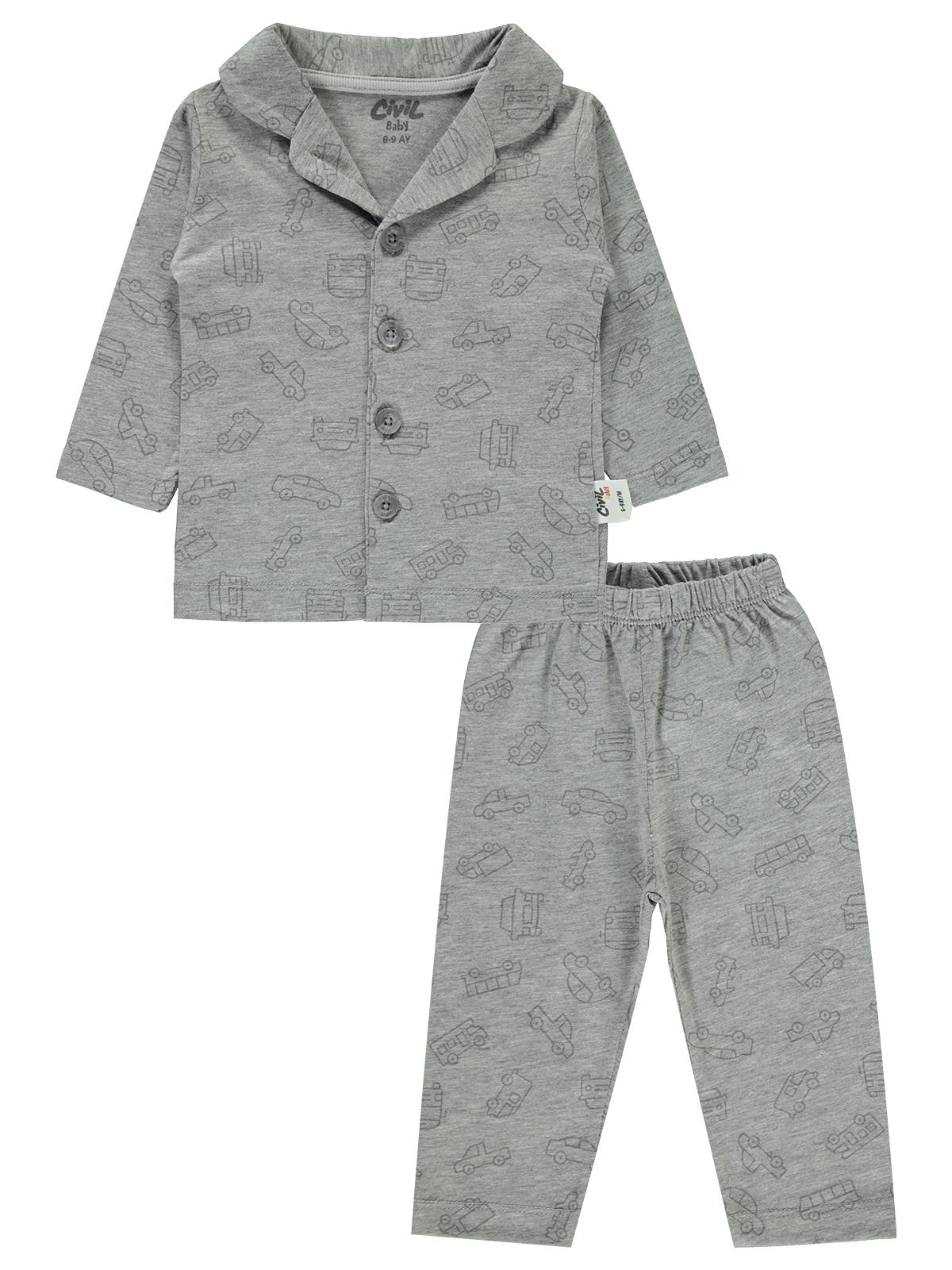 Civil Baby Erkek Bebek Pijama Takımı 6-18 Ay Gri