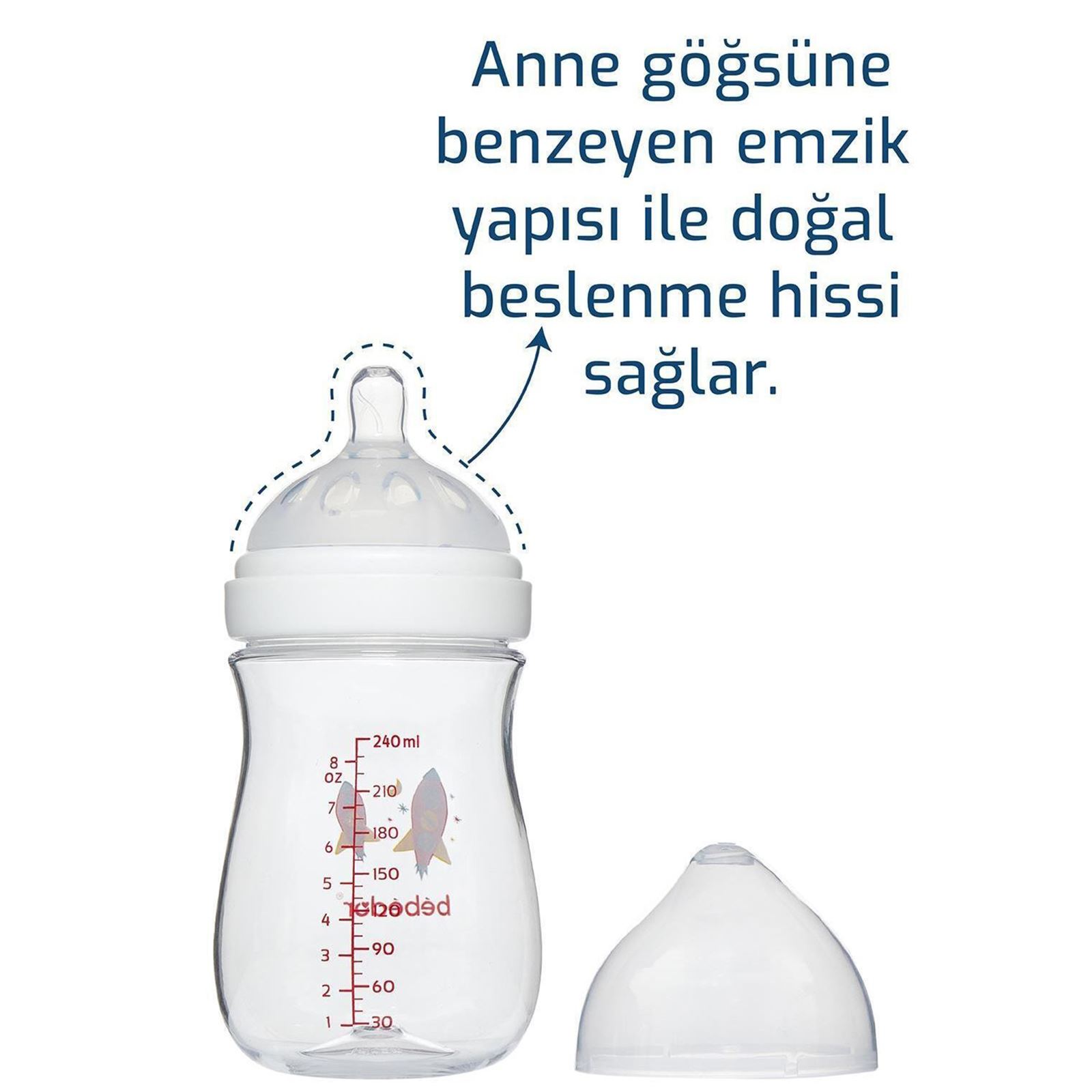 Bebedor Tritan Geniş Ağız Antikolik Biberon 240 ml Beyaz