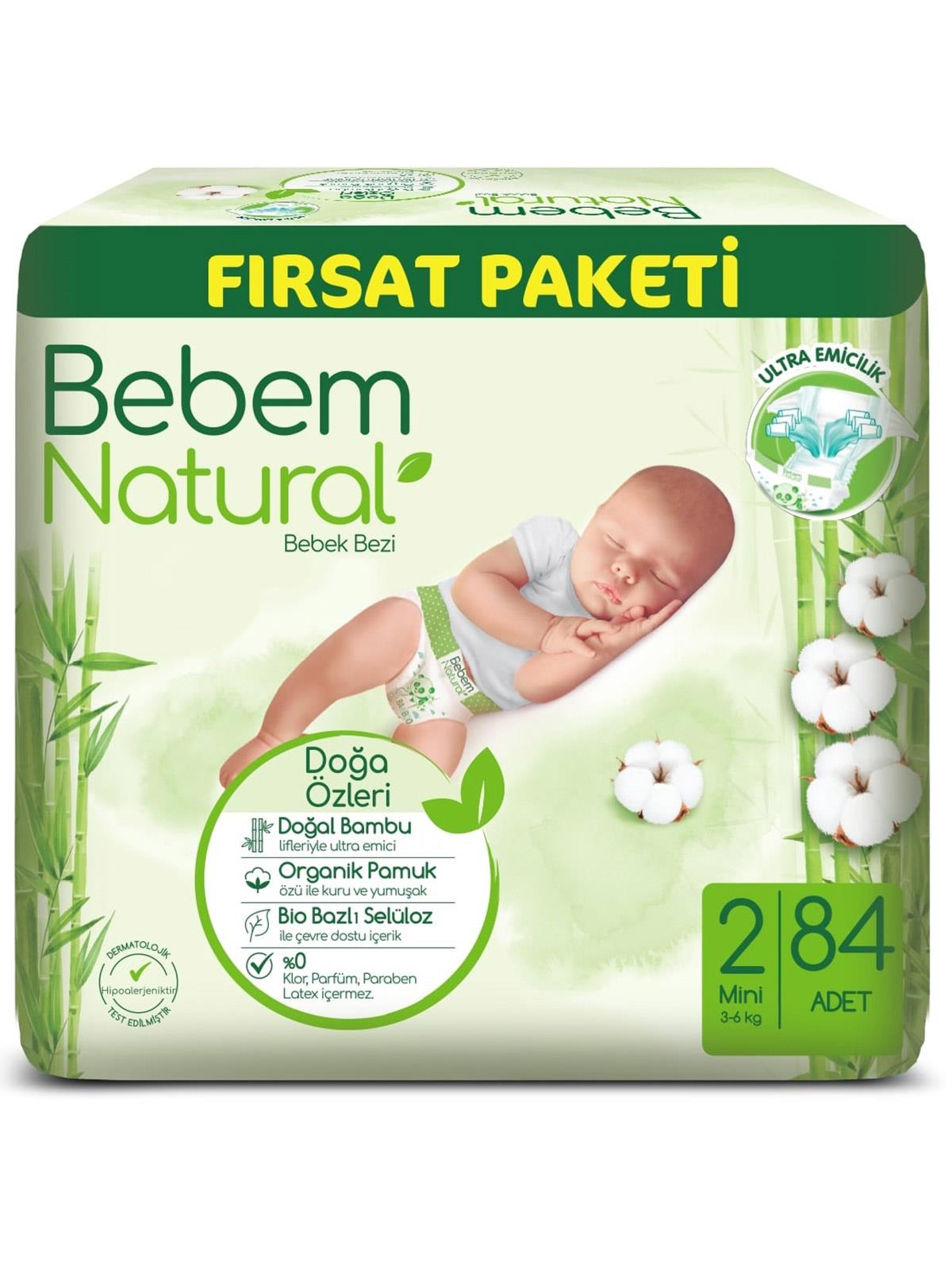 Bebem Natural Bebek Bezi Fırsat Paketi 2 Beden Mini 84 Adet