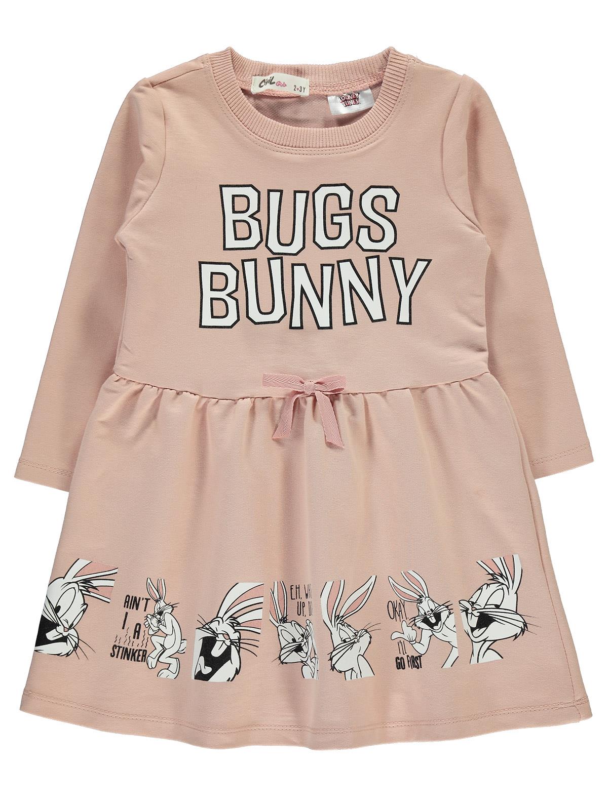 Bugs Bunny Kız Çocuk Elbise 2-5 Yaş Pudra