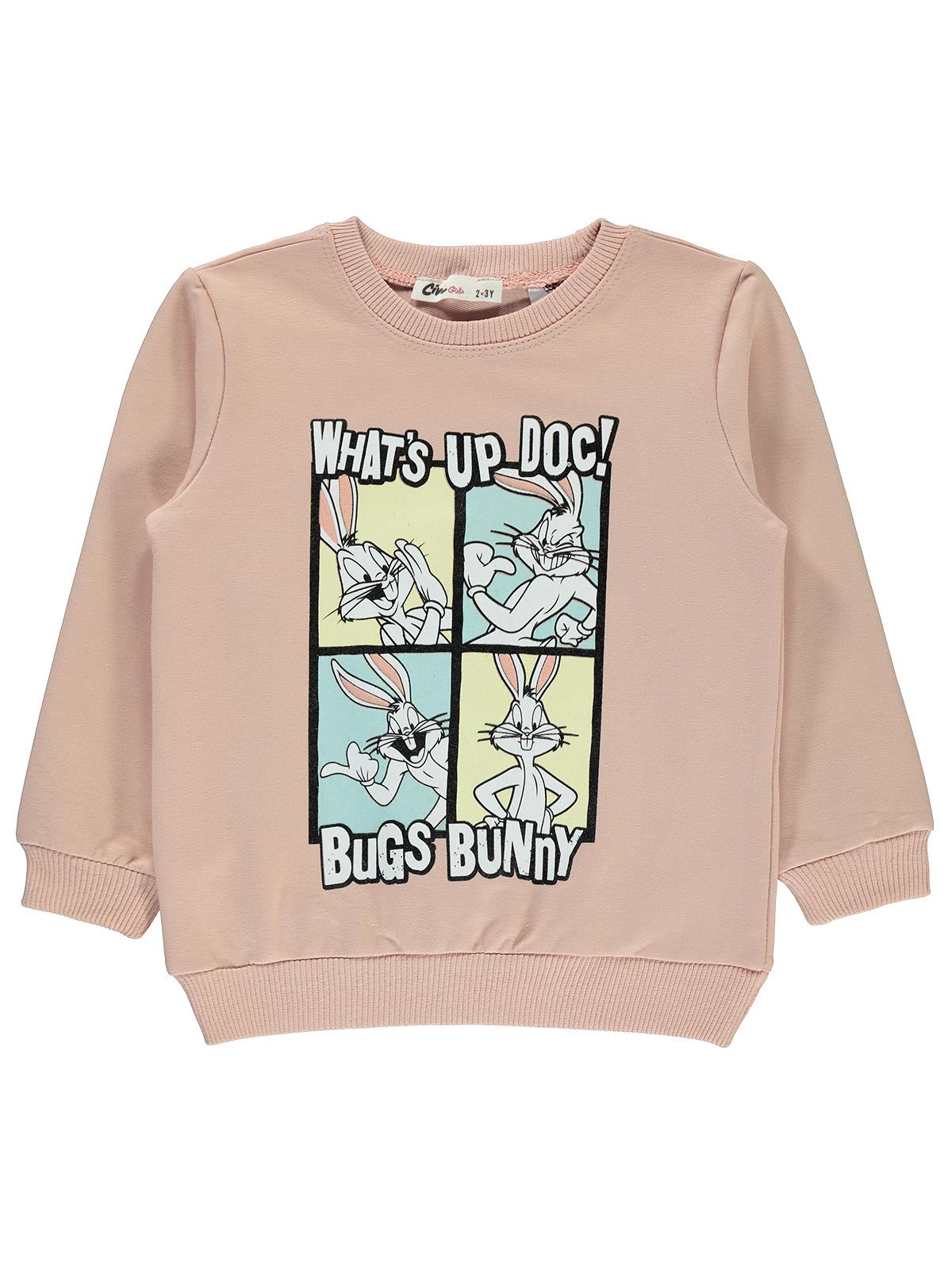 Bugs Bunny Kız Çocuk Sweatshirt 2-5 Yaş Pudra