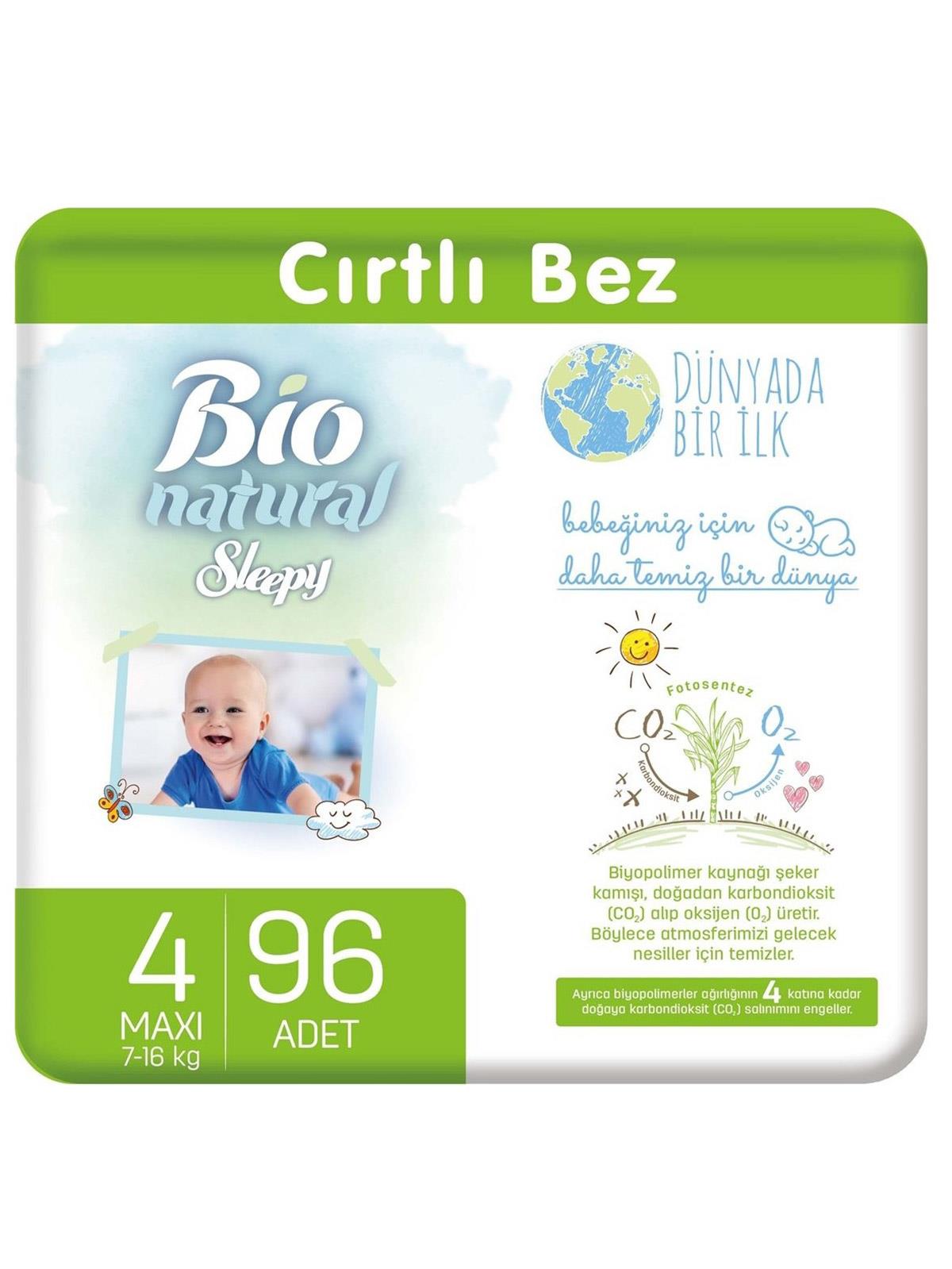 Sleepy Bio Natural Bebek Bezi 4 Numara Maxi 96 Adet