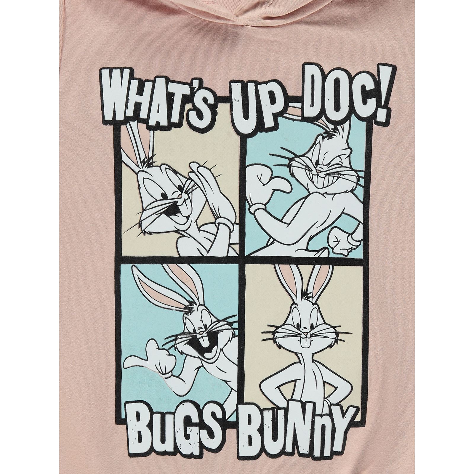 Bugs Bunny Kız Çocuk Kapüşonlu Sweatshirt 6-9 Yaş Pudra