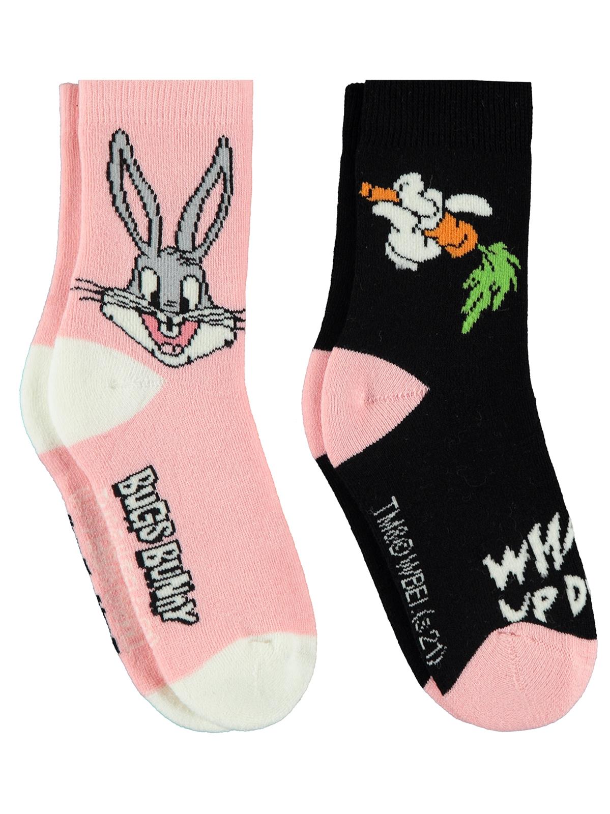 Bugs Bunny Kız Çocuk 2'li Çorap 3-11 Yaş Pudra