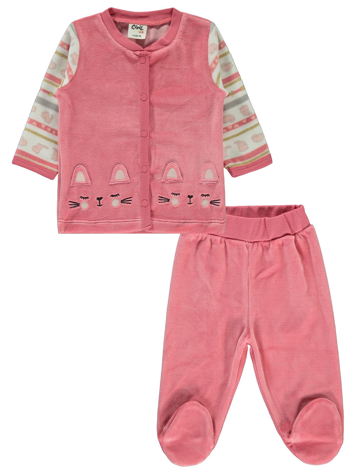 Civil Baby Kız Bebek Pijama Takımı 3-9 Ay Yavruağzı