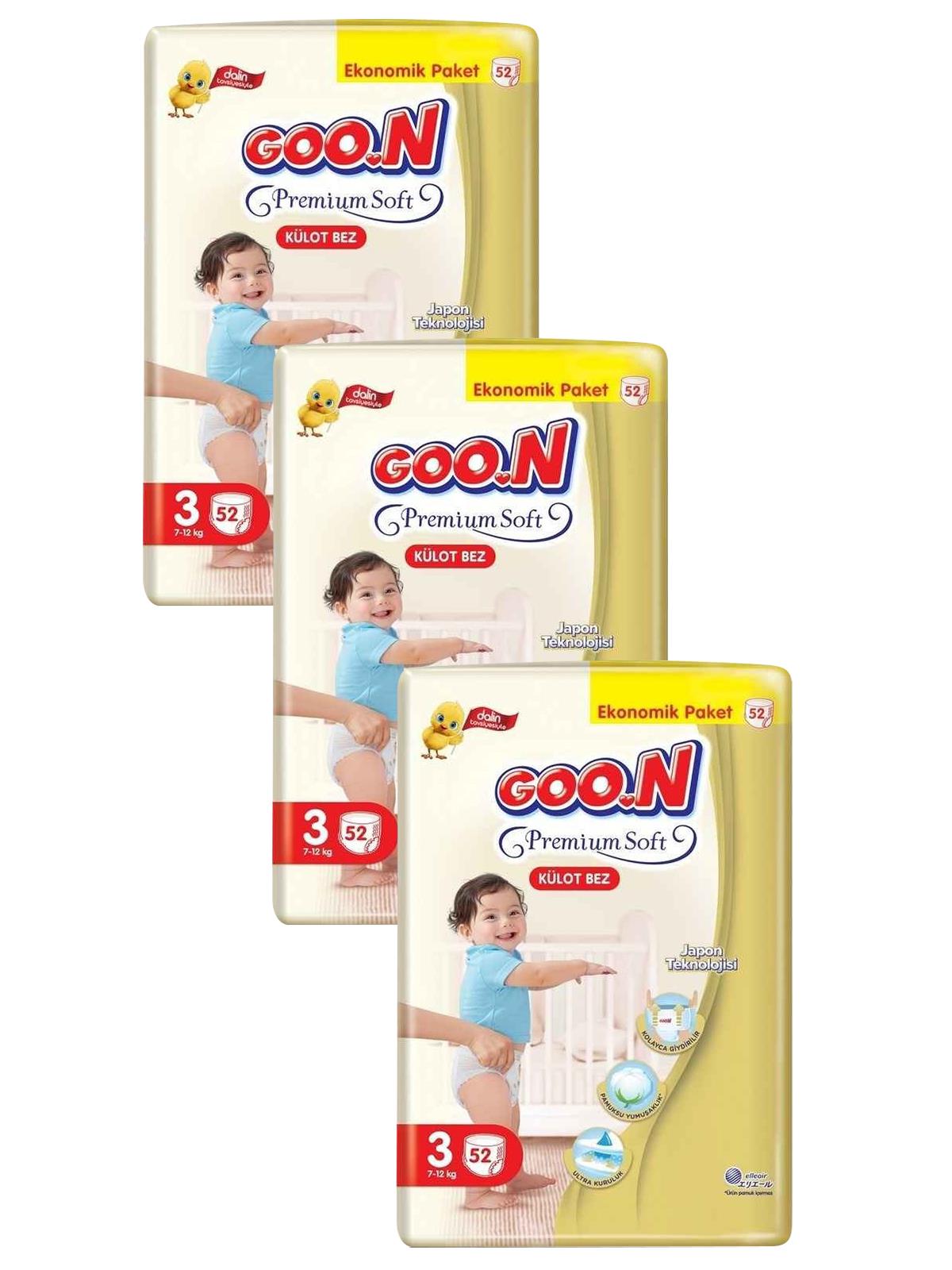 Goon Premium Soft Külot Bebek Bezi Aylık Fırsat Paketi 3 Beden 156 Adet