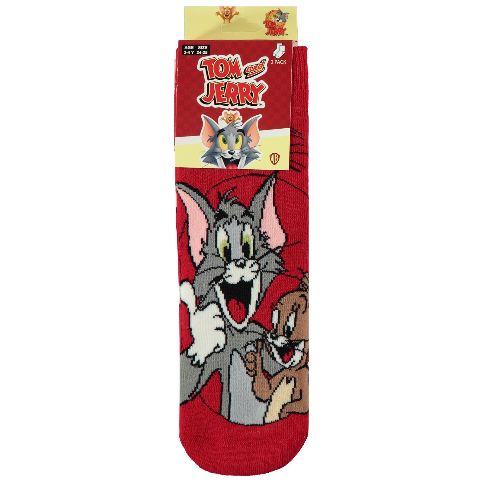 Tom And Jerry Kız Çocuk 2'li Çorap 3-11 Yaş Kırmızı