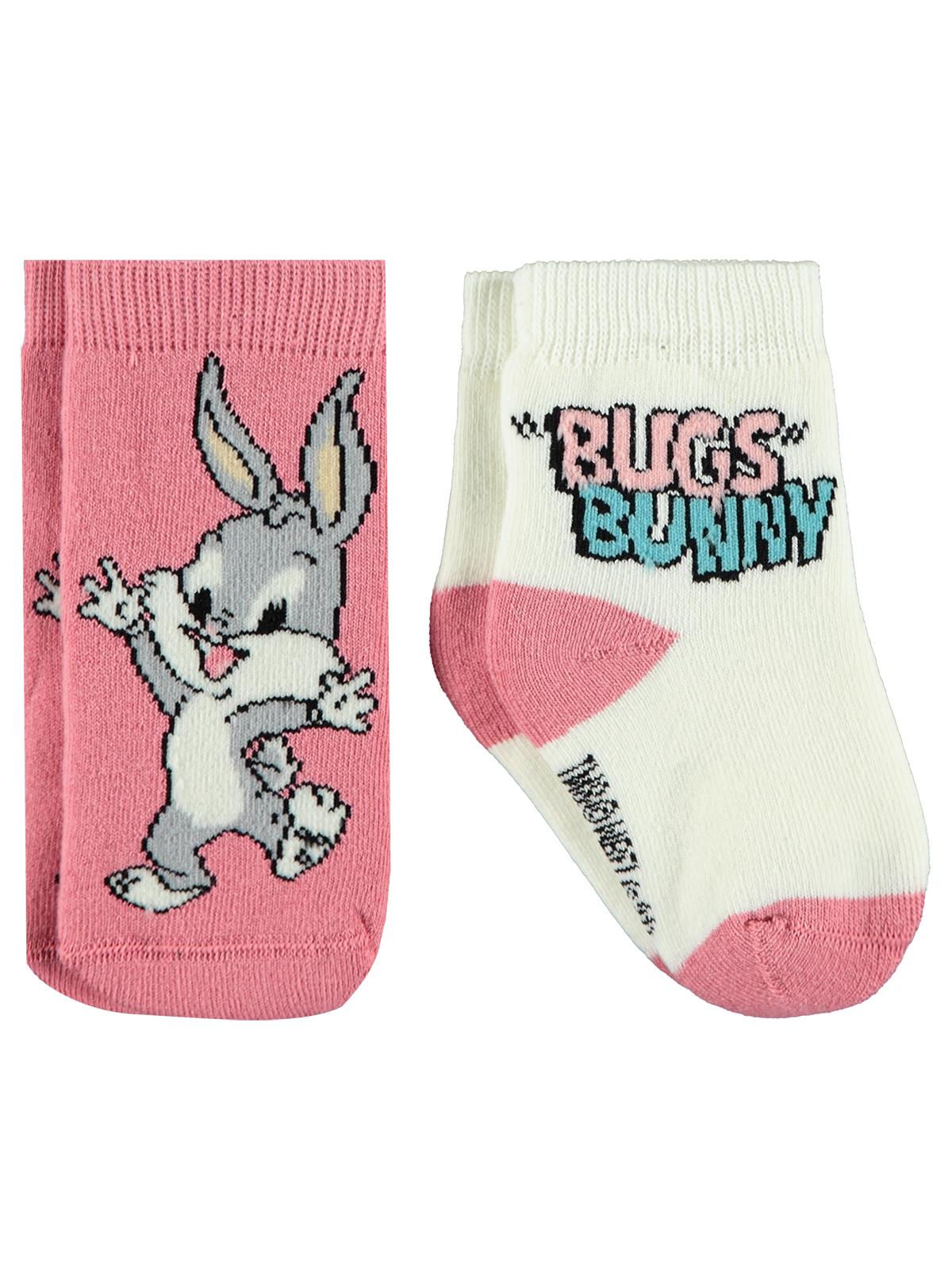 Bugs Bunny Kız Bebek 2'li Çorap Set 0-24 Ay Pudra